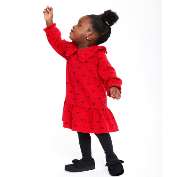 BABY GIRL RED DRESS WITH BOWS - Picture 2 of 6